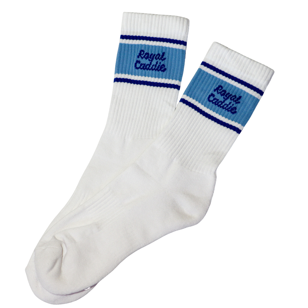 Melbourne made cotton socks. Australian made cotton socks. White blue socks. Cool socks. Fun socks