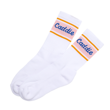 Load image into Gallery viewer, Melbourne made cotton socks. Australian made cotton socks. White socks Pink Socks Cool socks. Fun socks
